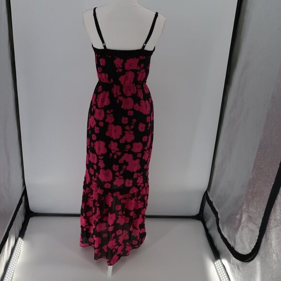 Kensie Pink Black Floral Maxi Dress Button Front XS - Picture 9 of 11